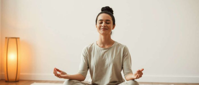 meditating woman happy